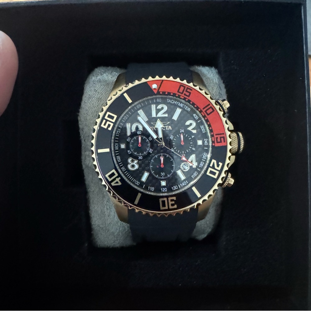 Invicta Black and Gold Chronograph Watch